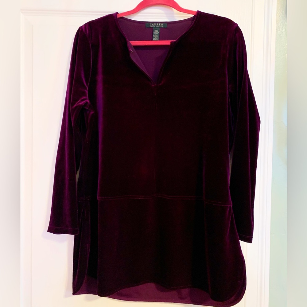 Lauren Ralph Lauren Purple Velvet Shirt Size Large